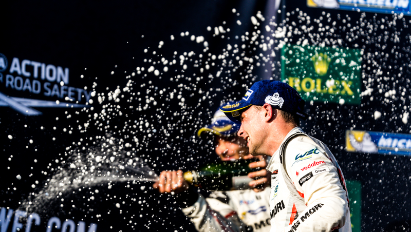 Celebrating after Porsche’s 1-2 win in Austin.